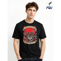 FQU Retro Japanese Warrior Cat Art Kaos Samurai Kucing Kawaii Hadiah Kasual Klasik untuk Pria Hitam