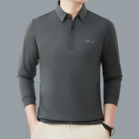 Long Sleeve Horse Label Long Sleeve Polo Shirt Men's Spring and Autumn Simple Casual Versatile Base 