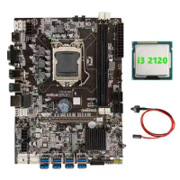 B75 BTC Mining Motherboard+I3 2120 CPU+Switch Cable LGA1155 8XPCIE USB Adapter DDR3 MSATA B75 USB BTC Miner Motherboard