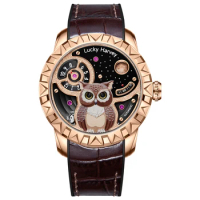 Lucky Harvey Owl shapes dial Limited edition Automatic mechanical movement watches for men Synthetic sapphire waterproofwatch