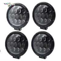 WZJOO 4pcs Car Round 7Inch 105W LED Work Light 12V/24V High Power 7" Light For Lada 4x4 Offroad Truck Tractor ATV SUV Driving