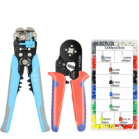 Ferrule Crimper Tool,Ratchet Crimping Tool Kit-Wire Stripper &amp; Crimper Plier ,or Plier Set with Connectors