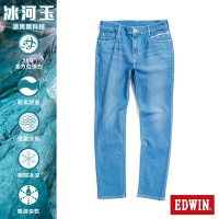 EDWIN 迦績 EJ2冰河玉小直筒牛仔褲-男-拔洗藍