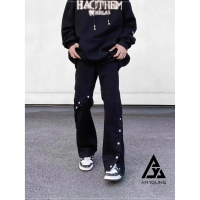 Quần Jean Loe Nam ANYOUNG Phối Cúc Bấm Hai Bên Phong Cách Cá Tính Unisex Trendy QD320 Hà Nội vận ch