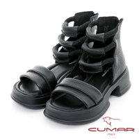 【CUMAR】厚底羅馬涼鞋-黑色