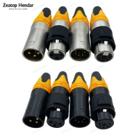 1Pcs 3Pin 5Pin XLR Male or Female Plug IP67 Waterproof and Dustproof Cover Outdoor Performance Balanced Audio Connector Gilded
