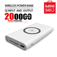 Miniso Wireless Power Bank 200000mah Two-way Fast Charging Powerbank Portable Charger Type-c External Battery For Samsung iphone