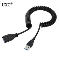 Spiral Coil USB Cable USB 3.0 Male to Female Extension Cord Spring Cable 1.5 m/3.3 Feet