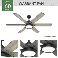 Ceiling Fan with Pre-Installed Receiver Great Room Bright Light Easy Control Whisper-Quiet Motor Matte Black Wood Glass Metal 6