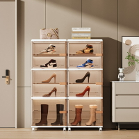 收納櫃 家用折疊鞋櫃多功能防塵防潮鞋子收納櫃加高加寬自由疊加帶輪儲櫃