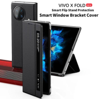For VIVO X Fold 5G Case leather Side Window Smart Leather Case Ultra Thin Hard Flip Stand Holder Cover For VIVO X Fold Plus Case