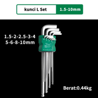 Feibao Kunci L Panjang Ball F17-666– Hex Key Ujung Bulat, Bintang, 6 Sudut Ukuran Pendek/Sedang/Panj