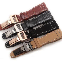 Embossed &amp; Smooth 22mm High Quality Leather Wristband Watch Strap Band Fit For IWC Pilot IW377709 IW502802 Watchband
