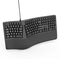 Ergonomic Keyboard with Cushioned Wrist Rest USB Wired Keyboard Laptop Office Keyboard for Microsoft