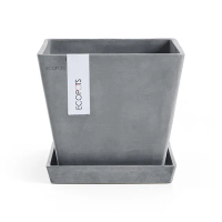 【HOLA】Ecopots 鹿特丹 20cm 環保盆器 藍灰色（含底盤）