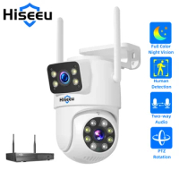 Hiseeu WiFi Smart PTZ Camera 3K 6MP Dual Lens 5x Digital Night Vision Zoom Auto Tracking IP Camera f