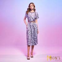 【MON’S】名品鎖鏈印花八分長洋裝
