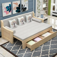 沙發床 實木沙發床可折疊推拉客廳單人1.5小戶型多功能雙人1.8坐臥兩用床【虎年新品爆款】