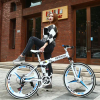 Adult Foldable Mountain Bike Bicycle 20/24/26 Inch Male And Female Students Variable Speed Dual Disc Brake Scooter Bike
