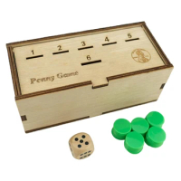 Penny Game Fun Board Game Works With Pennies Get Rid Of Coins To Win Coin Game Wood Box For 2-6 Players Simple + Strategic Dice