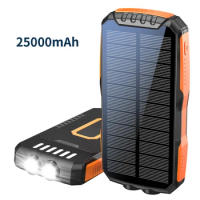Solar Power Bank Fast Charging Powerbank Qi Wireless Charger for iPhone 15 14 12 Samsung S22 Huawei P50 Xiaomi Battery 25000mAh