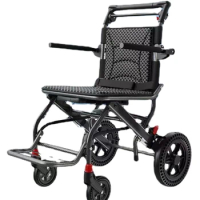 Aluminum alloy wheelchair super lightweight foldable small elderly specific travel portable transportation with a handbrake