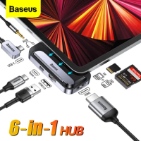 Baseus USB C HUB Type C to 4K HDMI-compatible SD TF Card 3.5mm Audio Jack USB 3.0 Adapter For iPad pro Macbook Docking Station
