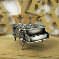 Vintage Zinc Alloy Piano Trinket Box Jewelry Storage Case Wedding Ring Holders Metal Box Table Ornament Best Gift Mystery Box