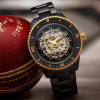 【Rado 雷達表】Captain Cook 庫克船長 霧面黑 高科技陶瓷鏤空機械錶-43mm R03 新年 禮物 推薦(R32192152)