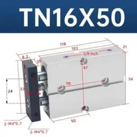 Cylinder pneumatic TN16 Twin Rod Pneumatik Angin Air Silinder Double Stroke TN 16 - TN 16x10 TN 16x5