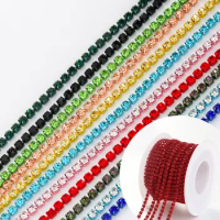 Blue Color Rhinestone Chains Shiny Flatback Cup Chains Crystal Strass Sets SS6 SS8 DIY Crafts Accessories For Jewelry Making