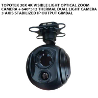 Topotek 30x 4k visible light Optical zoom camera + 640*512 thermal dual light camera 3-Axis Stabilized IP Output Gimbal