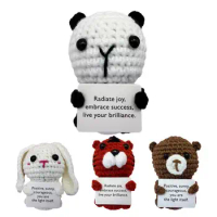 Emotional Support Crochet Animals Mini Emotional Support Plush Panda Bunny Tiger Bear 10cm Cartoon Panda Bunny Tiger Bear Decor