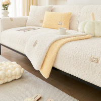 Imitation Lamb Velvet Sofa Towel Winter Warm Non-Slip Universal Couch Slipcovers Sectional L-shape Sofa Cover for Living Room