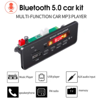 Auto Bluetooth 5.0 Radio Handsfree Mp3 decoder Board Panel Wireless FM Receiver Module TF Card 3.5mm USB Audio Adpater