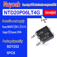 NTD20P06LT4G silk-screen P06LG SMD TO-252 MOS FET T20P06LG Power MOSFET −60 V, −15.5 A, Single P−Channel, DPAK 5pcs