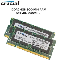 Crucial Notebook Memory SODIMM DDR2 4GB 667MHz 800MHz DDR2 Laptop PC2-5300 PC2-6400 1.8V 200pin For SO DIMM Laptop Computer RAM