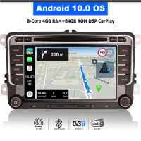 7" DSP Android 10.0 Car DVD Radio CarPlay &amp; Auto GPS 4G DAB+ WiFi for VW Volkswagen