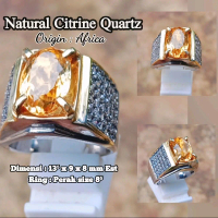 Cincin Pria Natural Citrine Quartz
