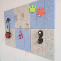 小方格毛氈留言板墻貼照片墻背景板幼兒園作品軟木板展示板