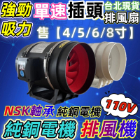 一本店鋪 插頭款110V高速排風扇4吋排風機+2米鋁箔管(排風扇 排風機 抽風機 換氣扇 風扇循環風扇)