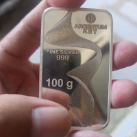 Perak Silver 99.99 batangan Argentum Key motif garis 100 gram (ASLI)