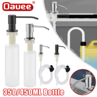 Kitchen Sink Soap Dispenser Pump 300/450ML Liquid Soap Bottle Stainless Steel Head Hand Press Dispenser With Tube Hose Kit