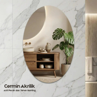 UWU- Cermin Akrilik Dinding Bentul Oval Full Perekat Tinggal Tempel Tahan Jatuh -Cermin Akrilik Bent