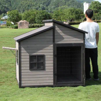 Double-top Room Dog Kennels Outdoor Anti-corrosion Solid Wood Dog House Kennel Rain-proof Dog Cage Villa Oversized Dog House