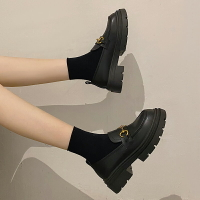 香港英倫小皮鞋女年秋季新款日系jk制服鞋子厚底內增高樂福鞋