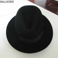 B-1540 Adult Fedora Wool Hat Australian Fedora Fashion Unisex Black Homburg Panama Jazz Hat Men Panama Fedora Black Hats