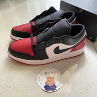Air Jordan 1 Low Bred Toe 2.0 / 2023 (100% Original) [553558-161] [553560-161] 38