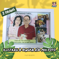 1HARI JADI ILUSTRASI BINGKAI A3 3D MIX FOTO