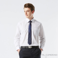 ROBERTA 諾貝達 男裝 白色商務長袖襯衫-細緻素雅淺灰色條紋(標準版)